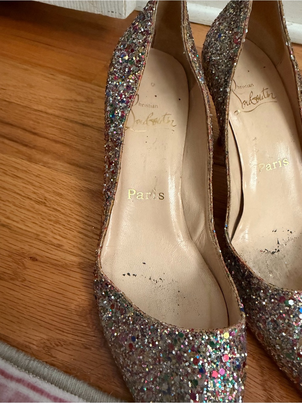 Vintage Christian Louboutin Multicolor Glitter Pointed-Toe Pumps - Picture 8 of 10